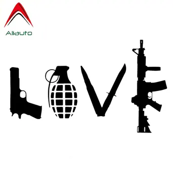 

Aliauto Cretive Car Sticker Love with Guns Auto Motorcycles Accessories Waterproof PVC Decal for Lada Kalina Turkish,12cm*7cm
