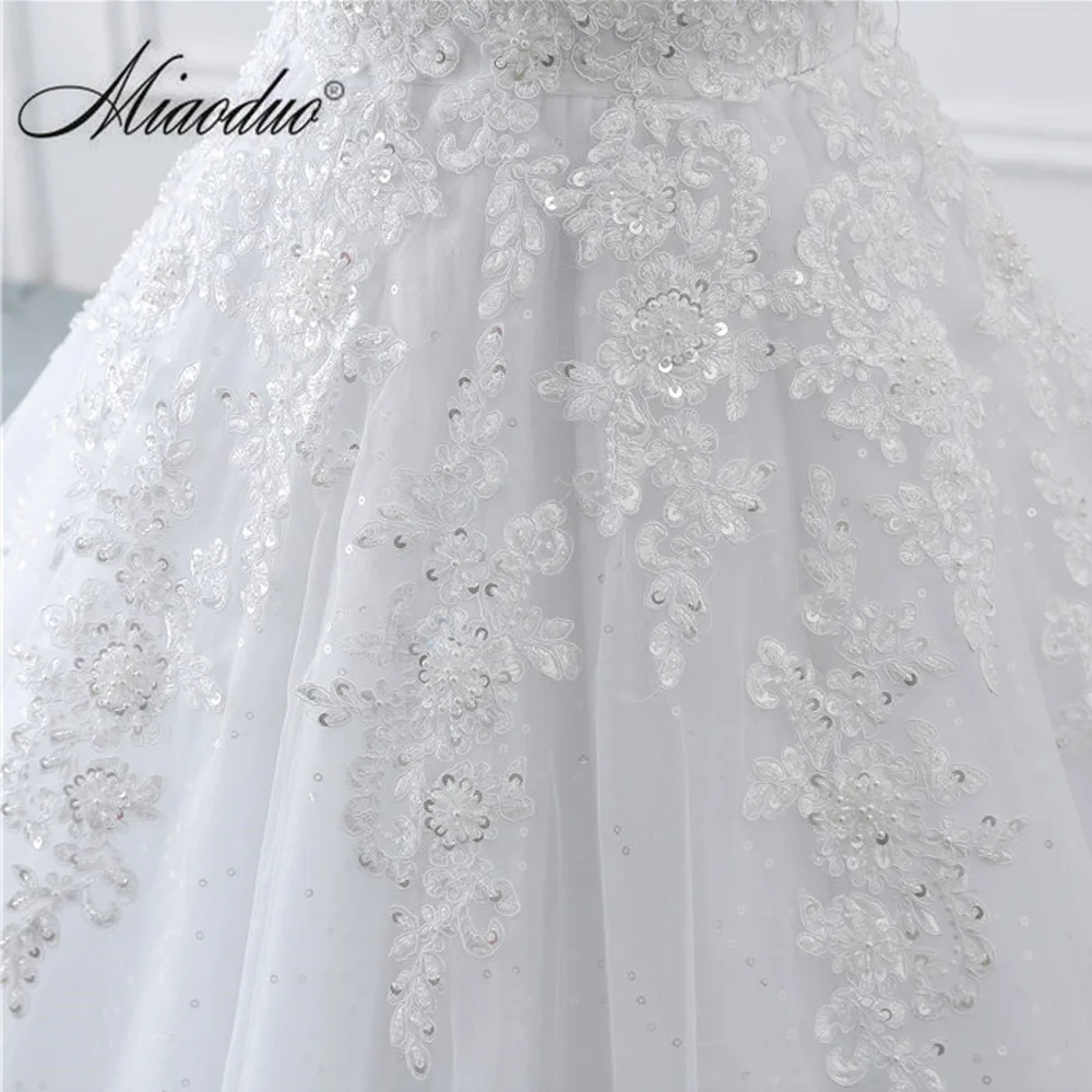 miaoduoWedding Dresses Plus Size Ball Gown Lace Appliques Beading Bride Gowns Cap Sleeve Vestidos de novia 2022 Свадебные платья second hand wedding dresses