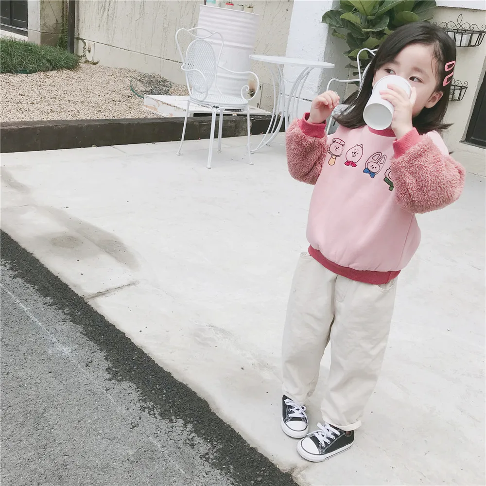 Tonytaobaby/осенне-зимняя одежда; Новая детская одежда для мальчиков и девочек; флисовая толстовка с длинными рукавами и рисунком