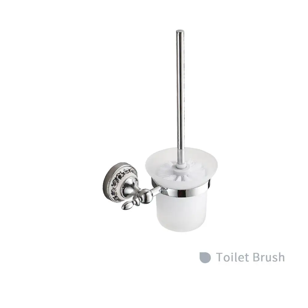 Toilet Brush Holder Аксессуары для ванной комнаты, керамический набор s, латунный хромированный держатель для туалетной щетки, вешалка для полотенец, аксессуары для ванной комнаты, набор керамических товаров для ванной комнаты - Цвет: Toilet Brush Holder