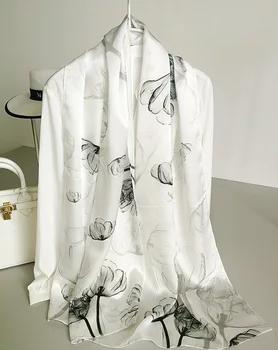 

Women's 100% Pure Silk Satin 12mm Long Big Scarf Shawl Wrap Neckerchief 175x52cm 68"x20" WJ108