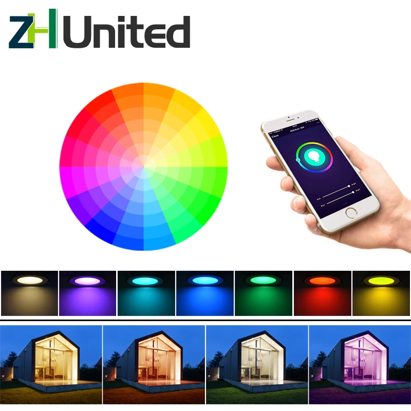 US $9.88 LED Downlight WiFi Smart APP Dimming Round Spot Light 5W 7W 9W RGB Color Changing Warm Cool Light Work With Alexa Google Home