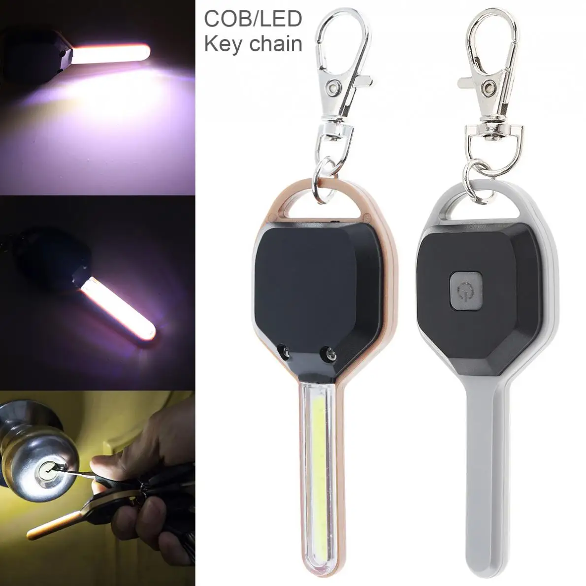 

Mini LED Flashlight Light Mini Key Shape Keychain Lamp Torch Emergency Camping Light with Key Ring for Outdoor Climing Fishing