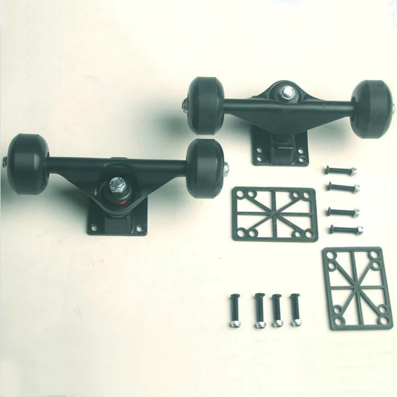 Alloy Four Wheel Skateboard Longboard Trucks Wheels Bearings Combo Set 