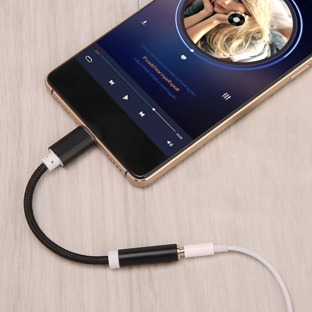 Переходник с Type C на 3 5 мм для наушников преобразователь защитой от вытягивания