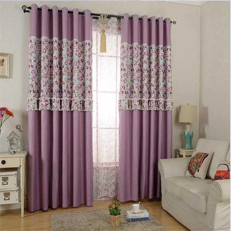 

Simple Modern Pastoral Square Linen Printing with Full Shading Curtains for Living Dining Room Bedroom.