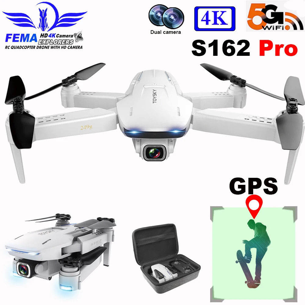 

FEMA S162 PRO Drone GPS with Camera Hd Professional 5G WIFI FPV Foldable Remote Control Quadrocopter Drone 4K S161 VS SG907 PRO