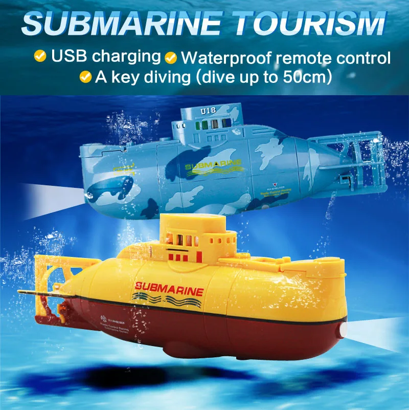 

Mini RC Submarine Toy Ship 6CH High Speed Radio Remote Control Boats Model Electric Light Kids Toys