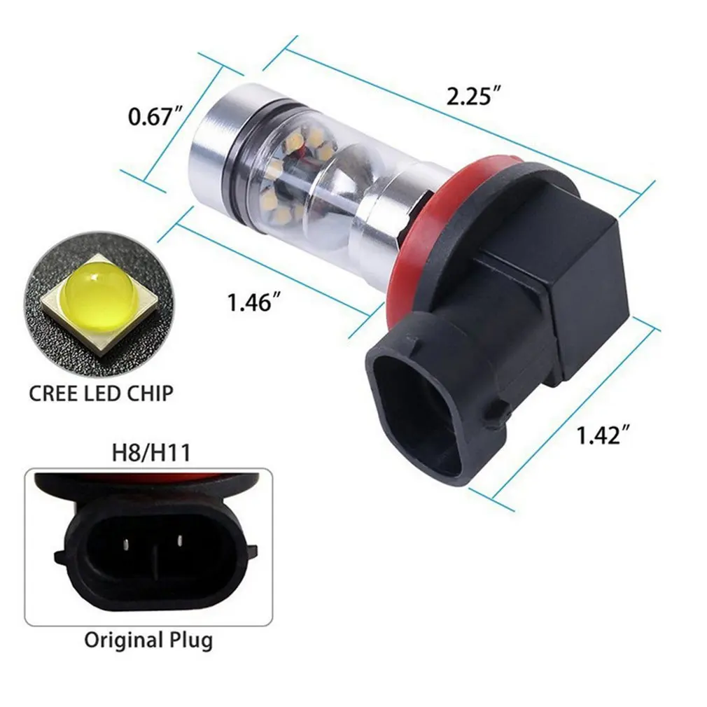 Car Led Fog Light H11 100w High Power Led Anti Fog Lamp LED Fog Light Bulbs for Cars Trucks Fog Light Bulbs