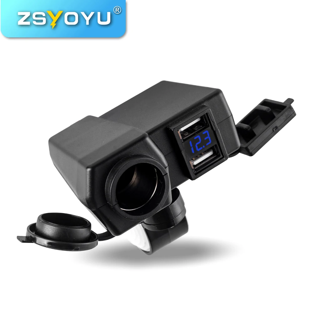 

Motorcycle Power Adapter Socket USB Charger Input 12V Output 5V 4.2A Waterproof Voltmeter Car Splitter Cigarette Lighter Socket