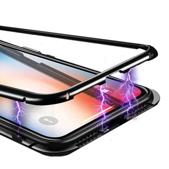 

100pcs Metal Magnetic Adsorption Case Tempered Glass Hard Back Shockproof Magnet Cover For Huawei P40 Pro P30 Lite Mate 30 20 X