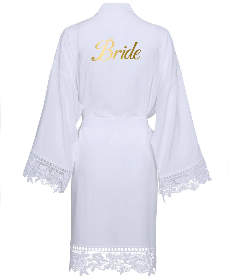 YUXINBRIDAL, новинка, пыльно-розовый однотонный хлопковый Халат-кимоно с кружевной отделкой, женский свадебный халат, халат, одежда для сна белого цвета