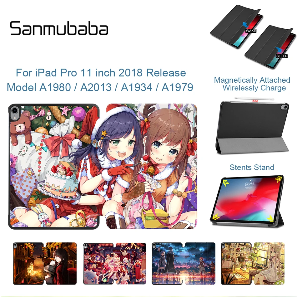 

Sanmubaba Case For iPad Pro 11'' A1934 A1979 A1980 A2013 PU Leather Flip Stand Smart Cover Cartoon Tablet Case Auto Sleep/Wake