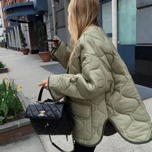 Puffer Jacket 2021 Autumn Winter New Arrival Loose-fitting Pockets Single-breasted Fashion Casual Pure Color Women's Cotton Coat