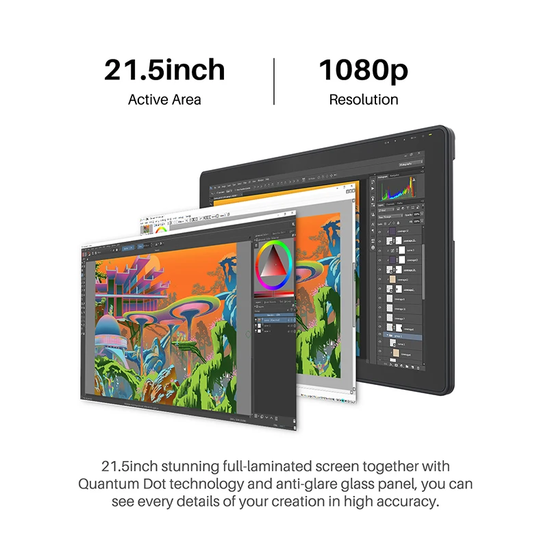 HUION Kamvas 22 Plus Graphic Pen Display Digital Art Painting 
