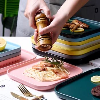 

（6 Inch）Square Ceramic Tray Sushi Dish Eight Colors Ceramics Baking Bowl Steak Tray Plates For Food Saucer