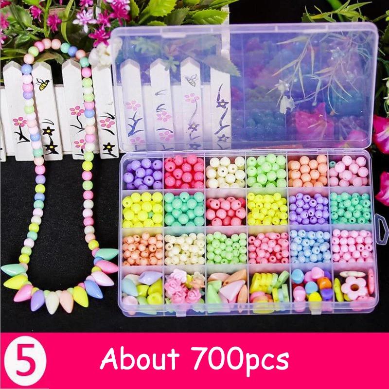 460-750 pièces bricolage à la main perles jouets avec accessoire ensemble couture enfants artisanat bijoux mode Kit jouet pour filles cadeau