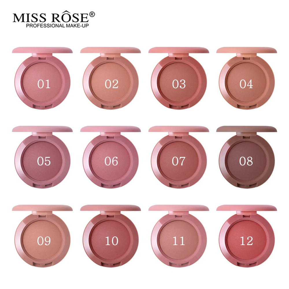 

12 Colors Miss Rose Blush Palette Peach Cheek Shimmer Matte Bronzer Singel Blusher Face Contour Cosmetics Makeup Powder