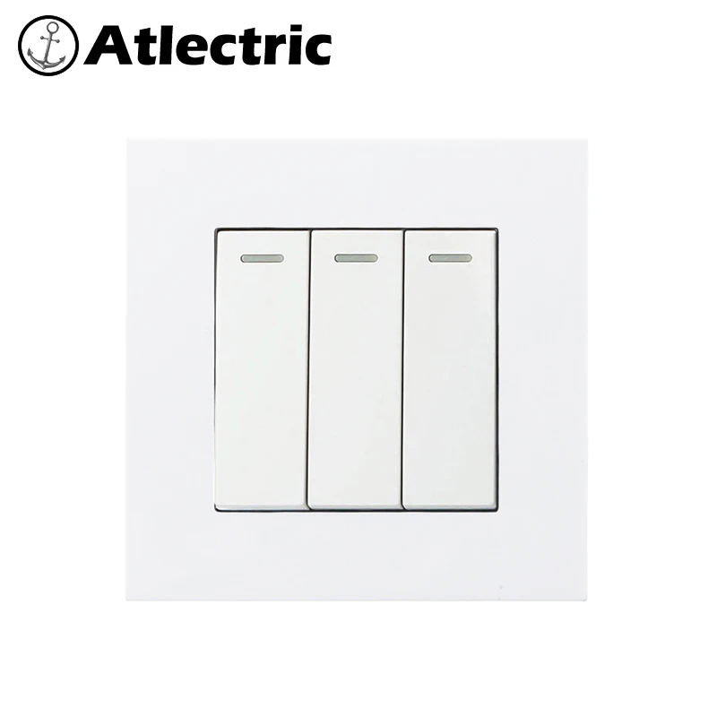 Atlectric световая кнопка включения переключатель 1 2 3 4 кнопочный настенный переключатель вкл/выкл пластиковая панель флуоресцентный индикатор переключатель лампы,выключатель света,кнопки,выключатели света