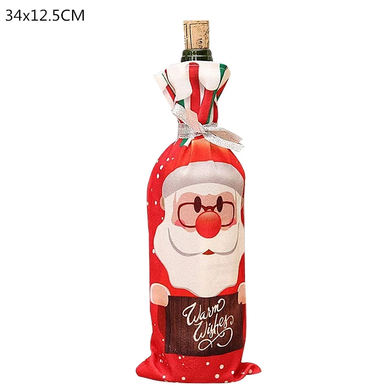 Рождественские украшения для дома Санта Клаус крышка бутылки вина Снеговик держатели для носков Рождественский подарок Navidad Декор новогодний - Цвет: Style15