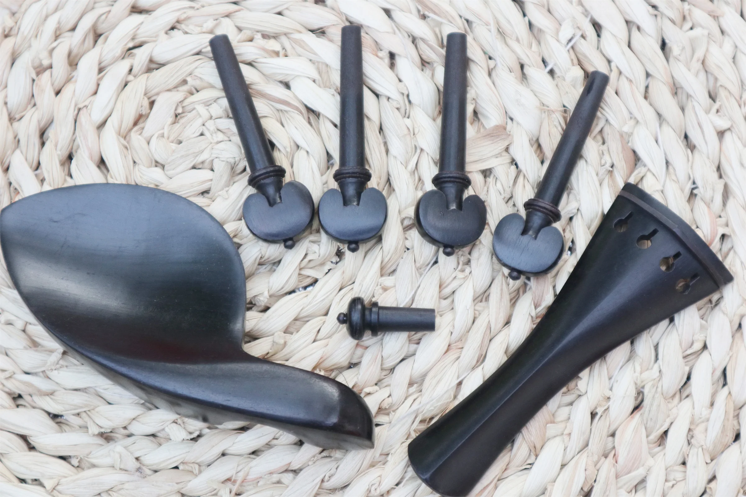 Conjunto de Madeira Ébano Tamanho Completo Violino Acessórios Peças Queixo Resto Estacas Tailpiece Enpin 4 - 1 - Image 2