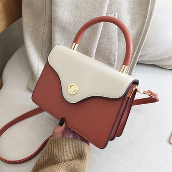 

Contrast color Tote bag 2020 Fashion New High quality PU Leather Women's Designer Handbag Travel Shoulder Messenger Bag