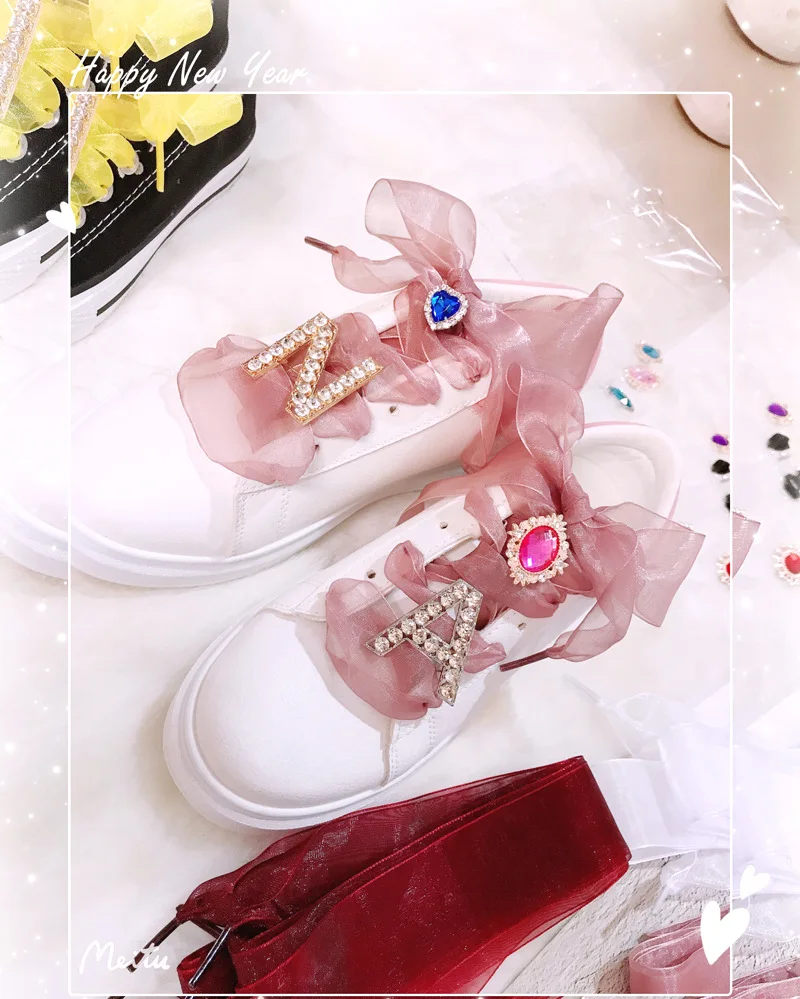 DIY Schnürsenkel Dekoration Metall Schnee Garn Schnürsenkel Diamant Buchstaben Schuh Zubehör glänzende Strass Schuhe dekoratives Zubehör – Detail 9