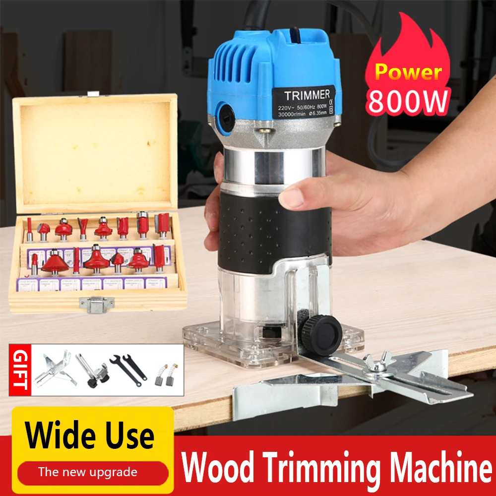 

800W 30000rpm Woodworking Electric Wood Milling Engraving Slotting Trimming Machine Hand Machine Wood Router Multiple Styles