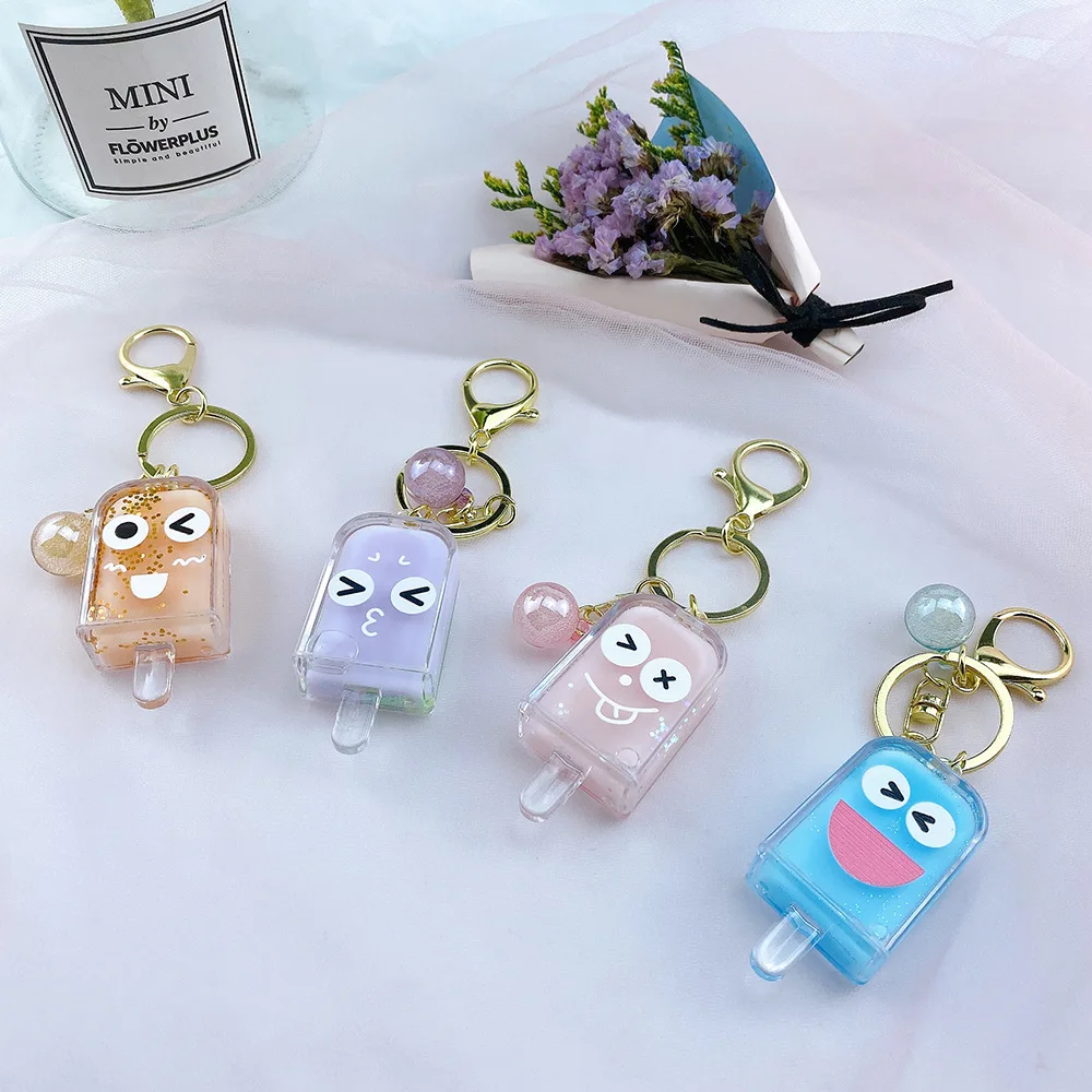 Милый креативный брелок с мороженым в масло милый и сыпучим песком летний для