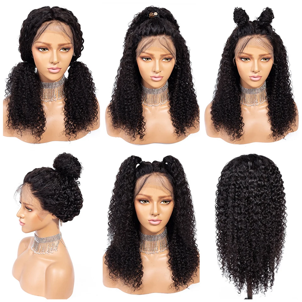 Глубокая волна парики Синтетические волосы на кружеве человеческие волосы парики предварительно вырезанные для черный Для женщин Малазийские Волосы Remy парик из натуральных волос 13x4 фронтальная парик