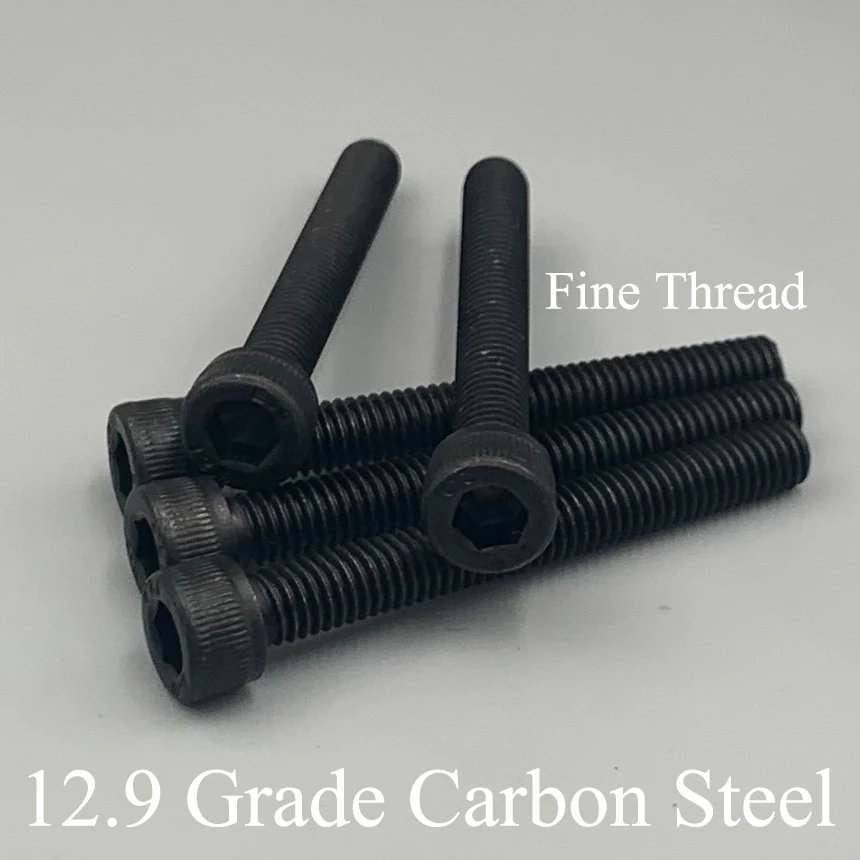 M8*1*12/16/20/55/60/70/80/90/100 1mm Pitch Full Fine Thread 12.9 Grade  Steel Cap Allen Head Bolt Hex Hexagonal Socket Screw - AliExpress