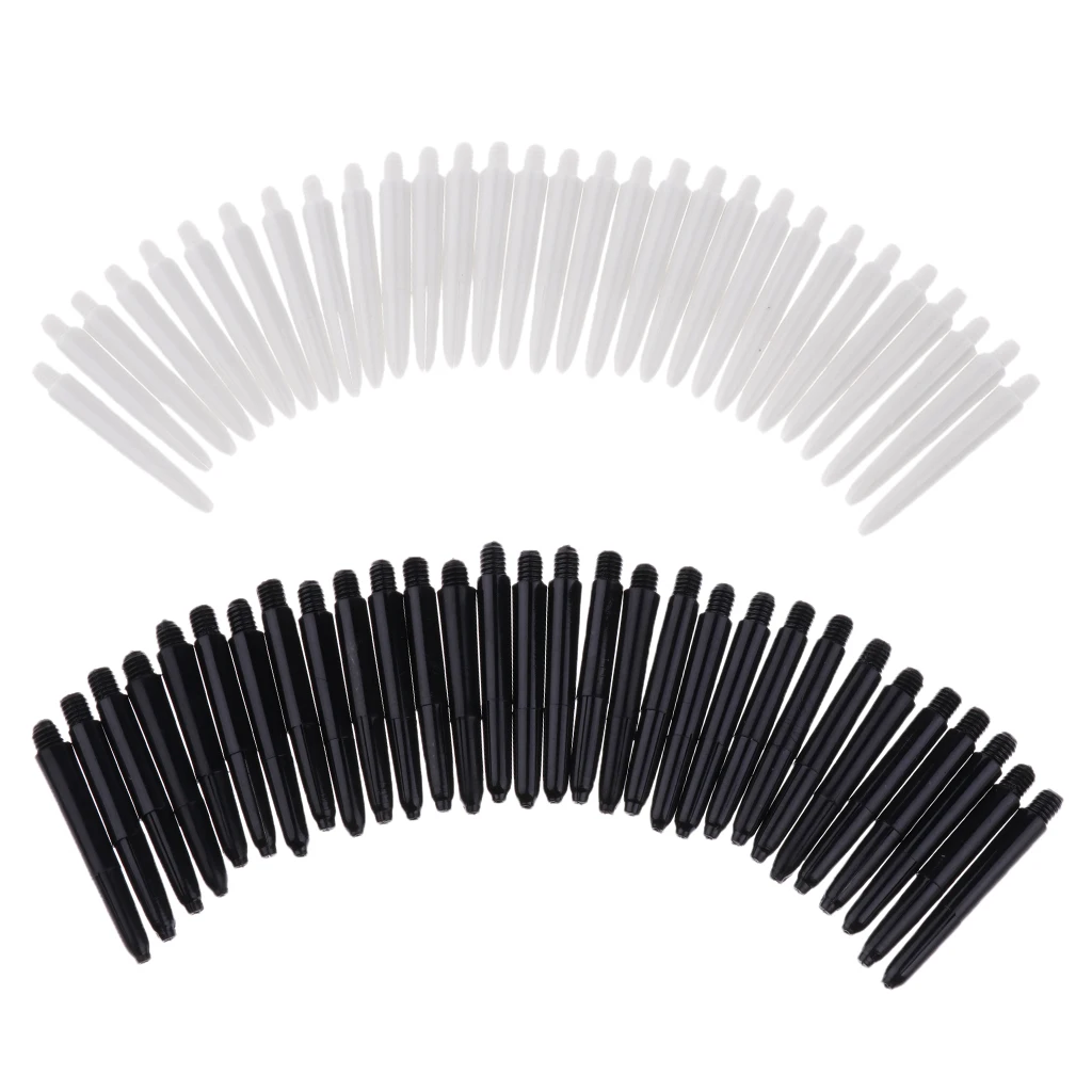 Pack of 60 Pcs 35mm 2BA Thread Plastic Nylon Soft Tip Dart Stems/Shafts - White & Black