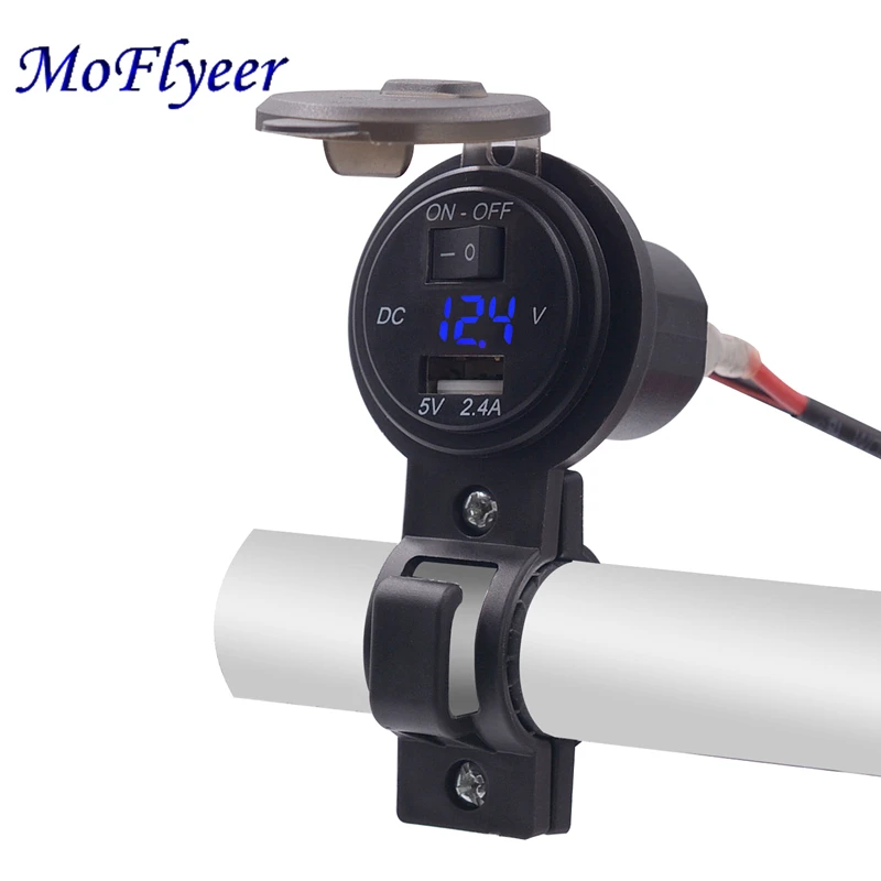 

MoFlyeer 5V 2.1A/1A Dual USB Car Charger LED Display Universal Phone Cigarette Lighter Socket Adapter Digital Voltmeter 12-24V