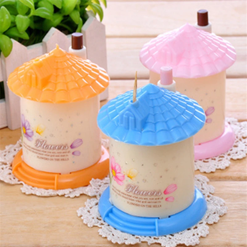 

1 Pcs Sweet House Automatic Toothpick Holder Container Household Table Toothpick Storage Box Toothpick Dispenser Random Color