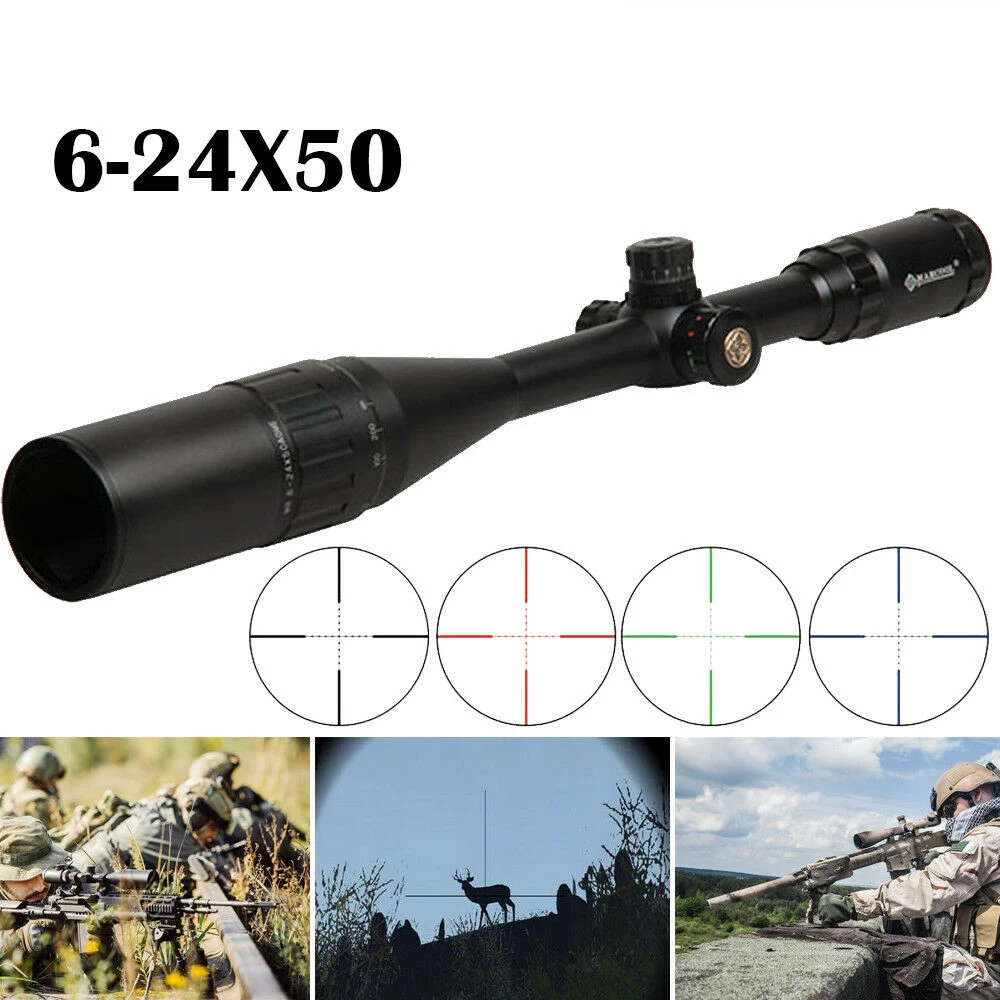 

Tactical Riflescope 6-24X50 AOE Red Green Illuminated Crosshair Rifle Scope Optical Sight Hunting Scopes
