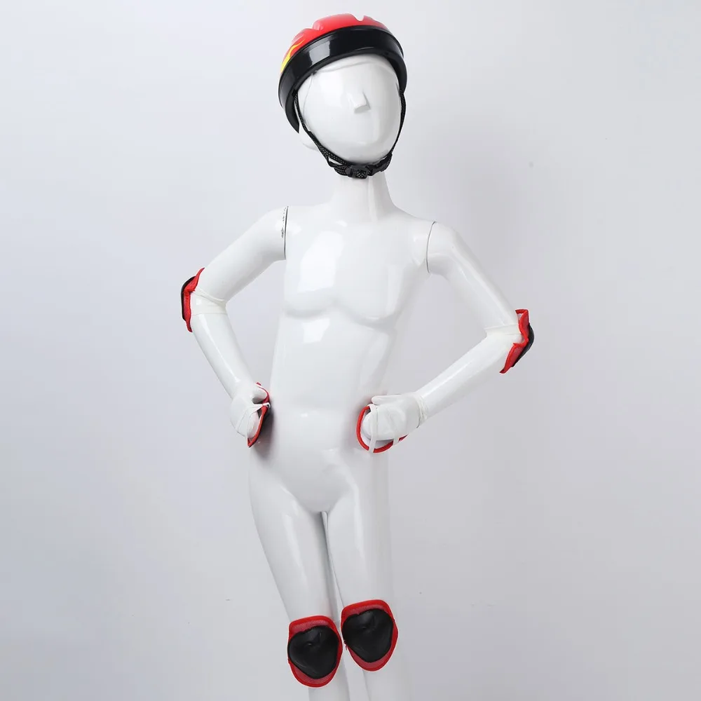 7Pcs Kids Bicycle Helmet Protective Gear Outfit Knee Wrist Guard Elbow Pad Set for Scooter Skateboard Roller Skating Cycling
