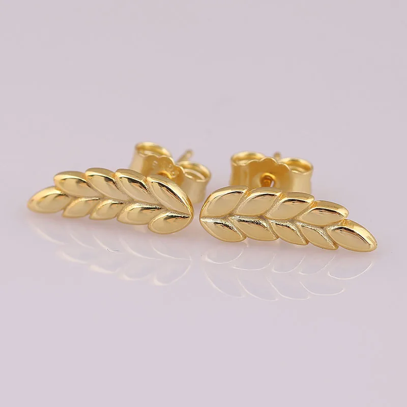 

Original Golden Curved Grains Ear Of Wheat Studs Earring For Women 925 Sterling Silver Earring Wedding Gift Europe Jewelry