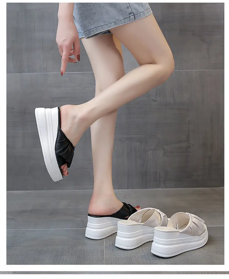 moda sapatos de plataforma de sola grossa chinelos de salto alto