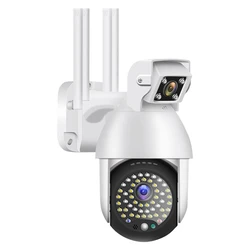 Câmera dome ptz de lente dupla, câmera de vigilância wi fi sem fio, 2 milhões de pixels, 1080p hd (plugue da ue)