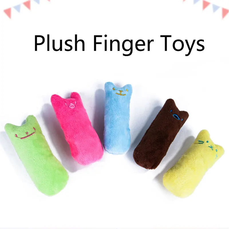 

Colorful Sound Cat Toys Kitten Plush Chew Toy Interesting Thumb Shape Catnip Pet Supplies Bite Resistant Grinding Animal Product