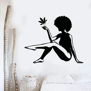 

Sexy Swimsuit Girl Wall Decal Hemp Marijuana Maple Leaf African Vinyl Window Sticker Bathroom Spa Center Interior Decor Art E886