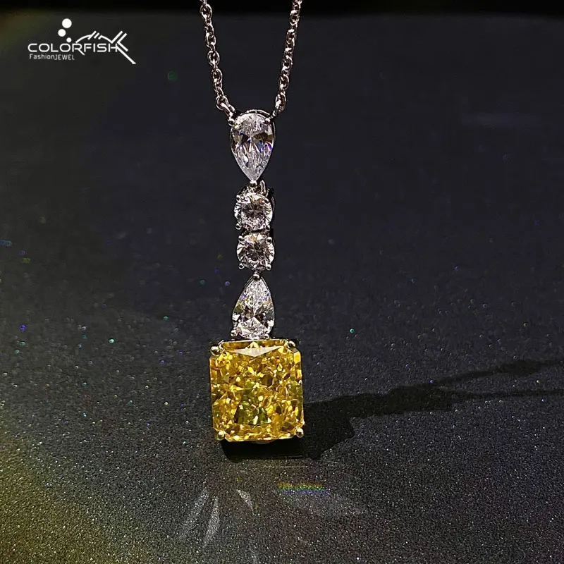 PROD 1005002400205042 COLORFISH Luxury 11mmx12mm Yellow Gem High Carbon
Diamond Solid 925 Sterling Silver For Woman Pendant Necklace Fashion
Jewelry