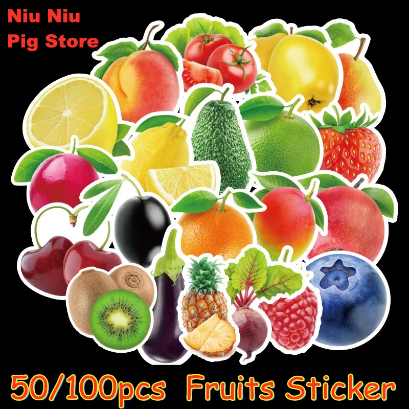 50/100 шт мультфильм фрукты и овощи-наклейки для ноутбука скейтборд Стикеры багажа