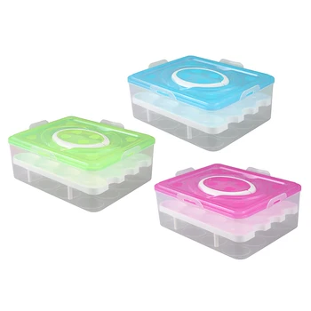 

Cute Double Deck Eggs Holder Box Covered Egg Dispenser with Handle for Refrigerator 32-Egg Capacity