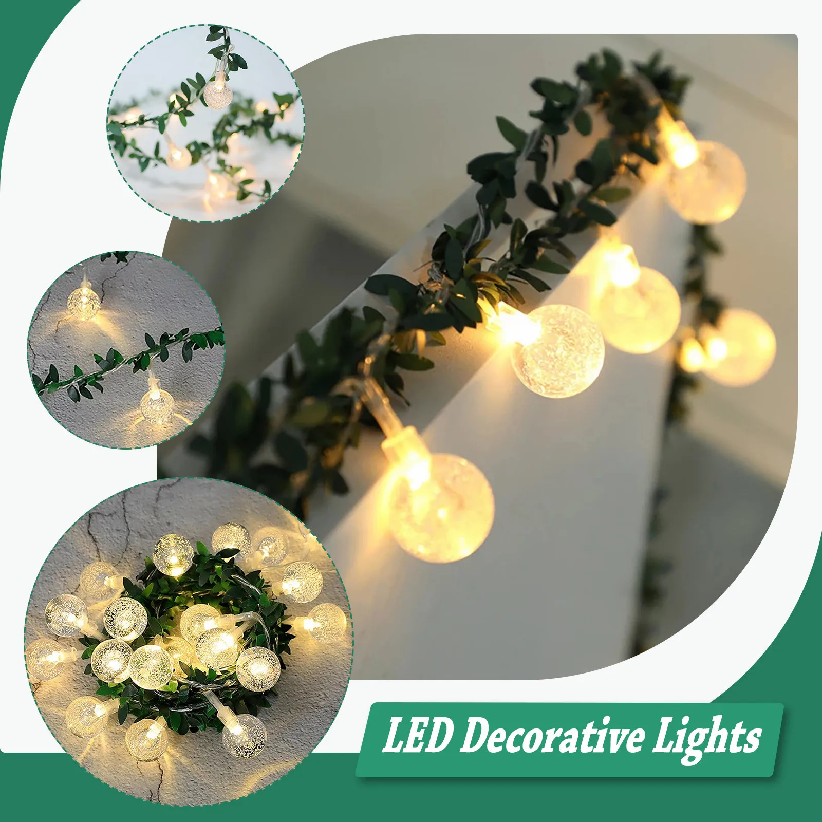 Fairy Lights String Monstera Leaf Festoon Wedding Party Decoration Christmas New Year's Decor Curtain Lamp Ball Chain | Дом и сад