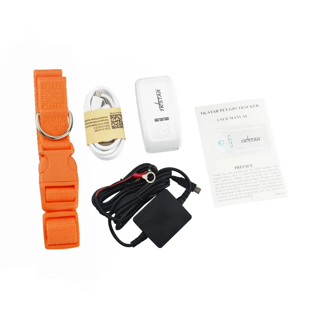 Лучший TKstar TK909 Pet gps трекер Глобальный мини gps GPRS GSM трекер TK909 Поддержка Google maps ссылка бесплатное приложение отслеживание в реальном времени - Цвет: orange charger no bo