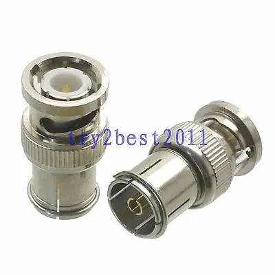 

DHL/EMS 100 Sets*1pce Adapter connector BNC plug pin to IEC PAL DVB-T jack pin COAXIAL straight -C1