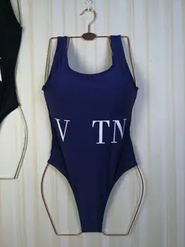 

Summer New Fashion Adult Women Female One-Piece Solid Color Letters Swimsuit Ladies' Swimwear