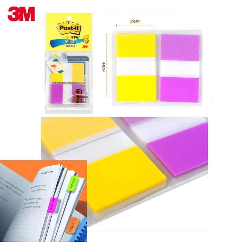 3M Post It Besar Ukuran 25Mm * 44Mm Indikasi Label 2 Warna Indeks Catatan Tempel Klasifikasi Tempel Memo Pad Merek Besar, Anda Dapat