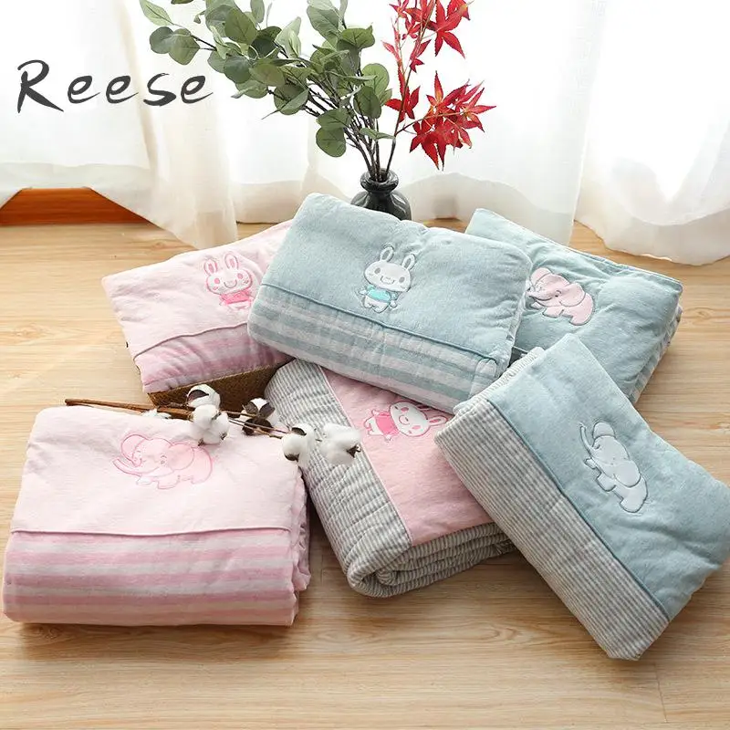 

Comfortable Summer Quilt For Kids Cotton Cover Feather Fabric Stuffing Japanese Style Baby Elephant For Home Kindergarten School
